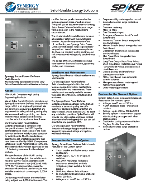 Synergy Eaton Power Defense Switchboard Catalot
