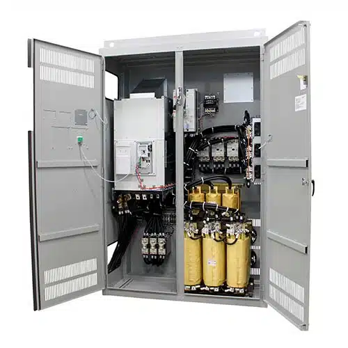 Example of open vfd control panels by Spike Electric