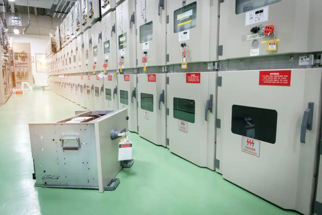 Line of Electrical Switchgear like that which Spike Electric Controls produces with locks on them.